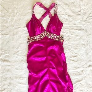 Sassy B. DARLIN fuchsia mini dress
